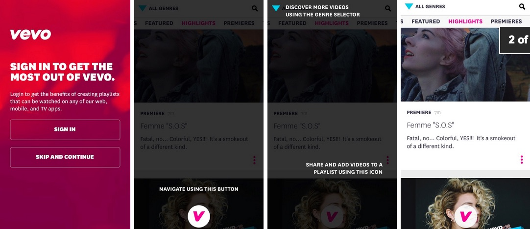 Vevo user walkthrough